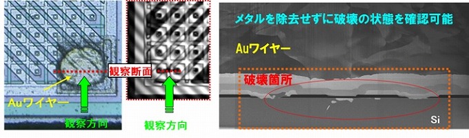 メタルを除去せずに破壊の状態を確認可能