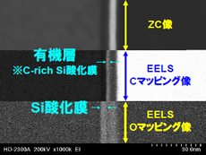 EELS ZC/C/O-マッピング 有機層 Si酸化膜
