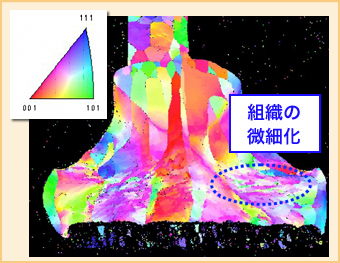 図4 金ワイヤ熱処理後の断面EBSP像