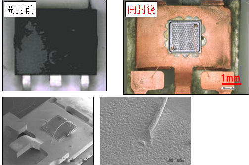 半導体パッケージの樹脂開封作業